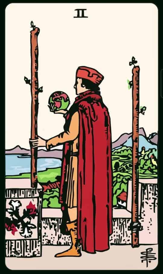 TWO Of WANDS : 2 ไม้เท้า